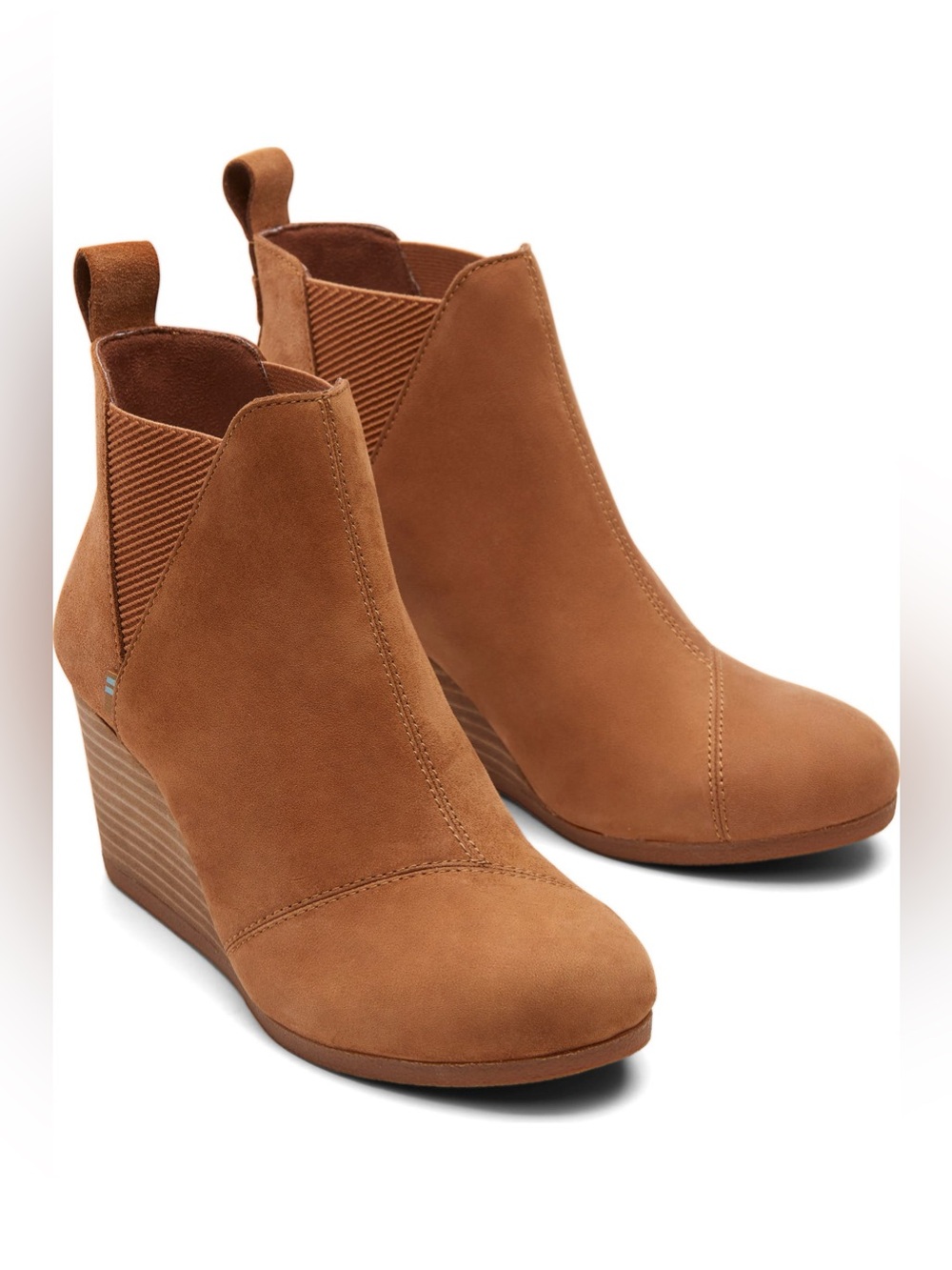 Toms Kelsey Wedge Bootie Chestnut Tan Wedge Ankle Booties